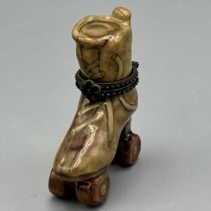 Vtg CPK Ltd Brown Procelain Roller Skate Hinged Trinket Pill Box Vanity Glam